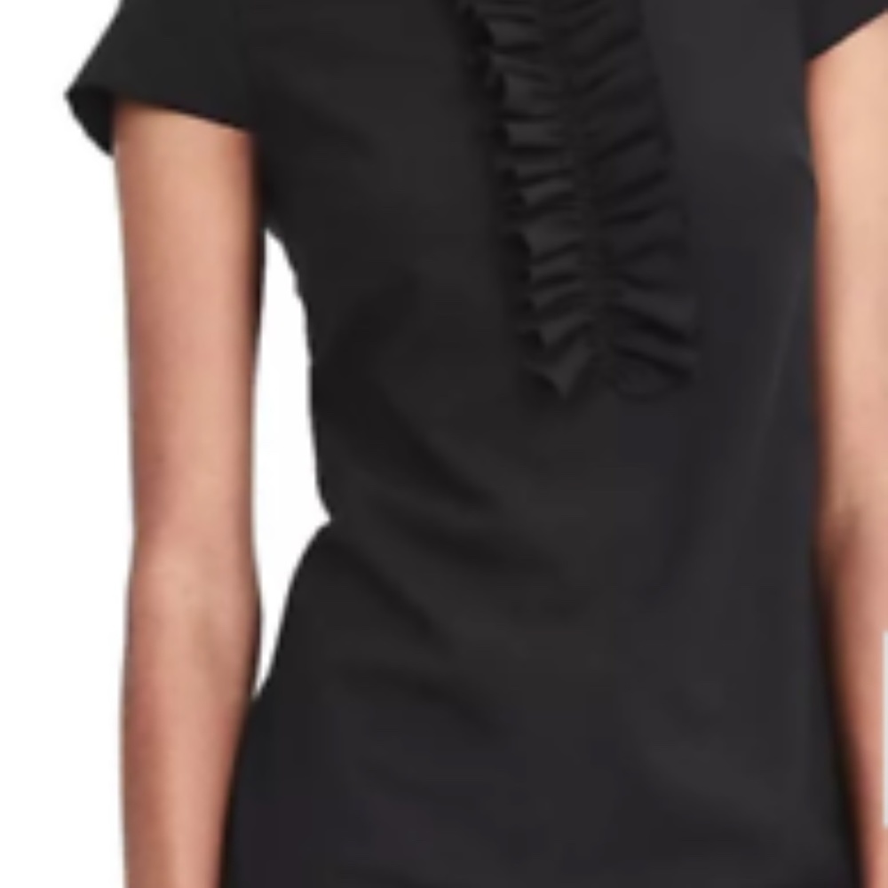 Banana Republic Black Lightweight Wool Ruffle